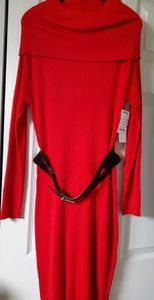 Red knit dress.